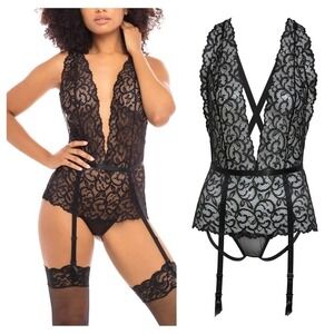 NWT OH LA LA CHERI Lace Teddy with Garter Straps ( O/S)